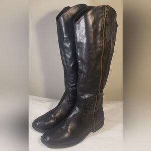 Forever 21 Women's Zip-up Faux Leather Black Riding Boots Size 8